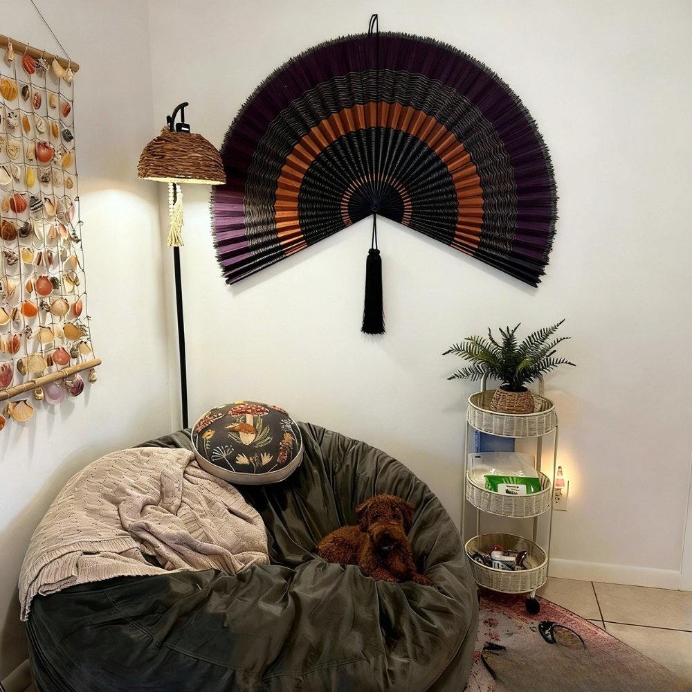 Bamboo Fan Wall Hanging Ebony