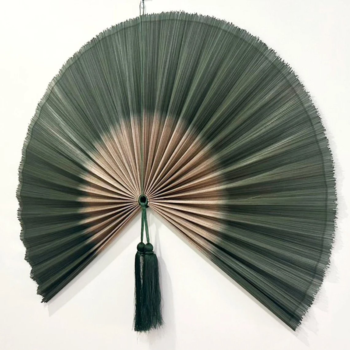 Bamboo Wall Fan Decor Dark Moss Green Large Decorative Folding Fan for Wall Hanging Chumdecor2