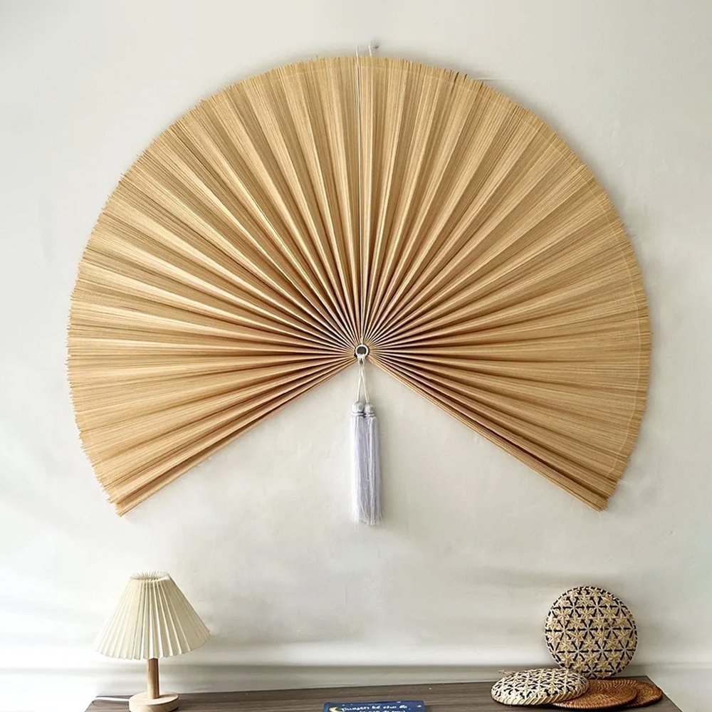 Bamboo Wall Fan Decor Natural Color Artisan Bamboo Fan Chumdecor Mainn