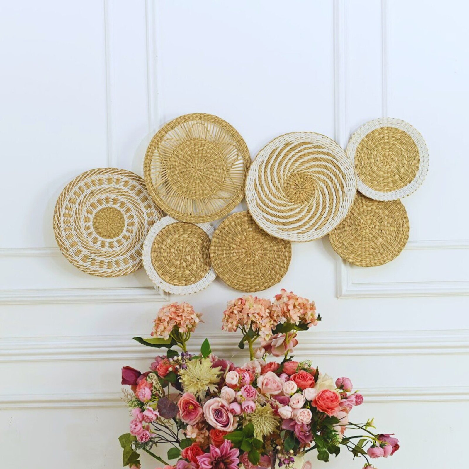 Baskets wall decor boho style