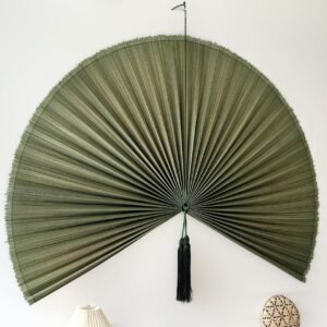 Boho Bamboo Fan Wall Decor Green Wall Decorative Fans Handcrafted Bamboo Fan1