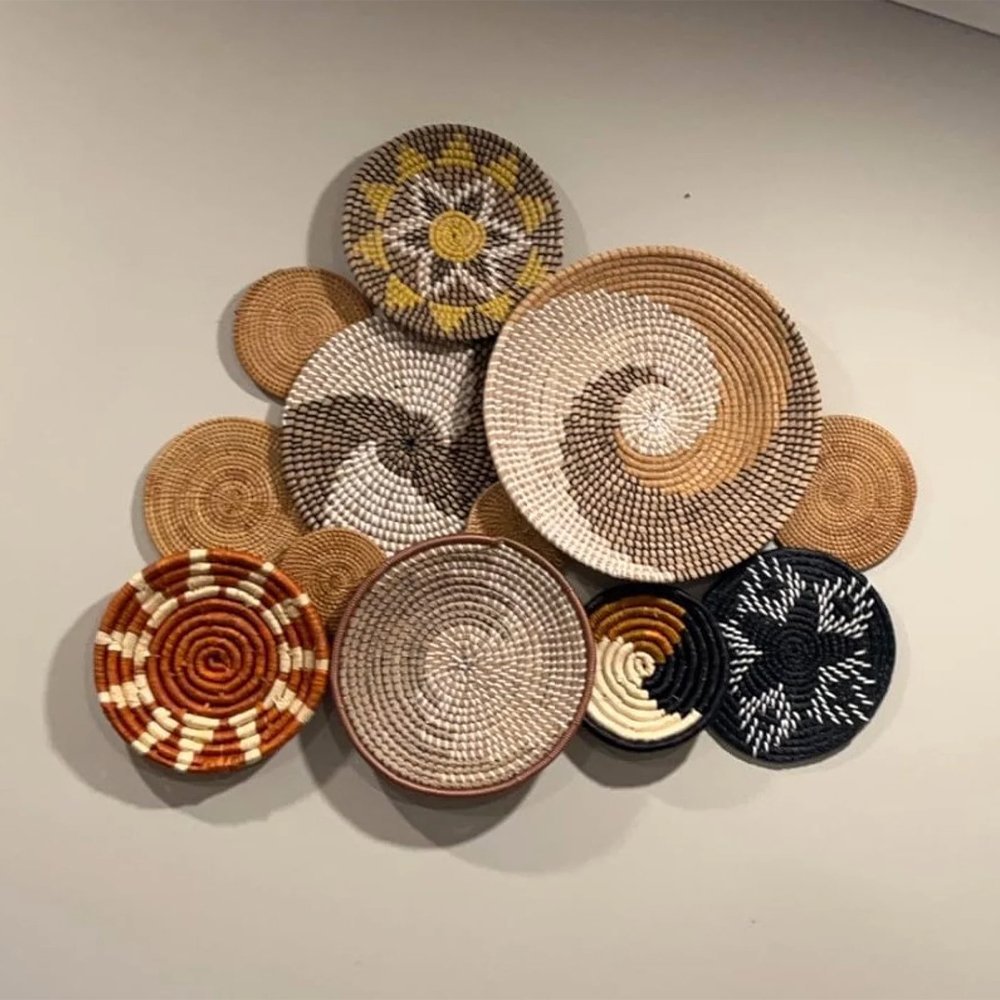 Boho Basket Wall Decor Set of 12 Handmade Wicker Wall Art Brand Chumdecor 1