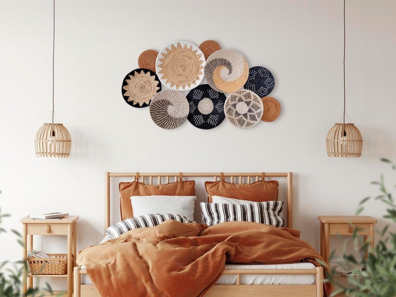 Bold And Balanced Boho Basket Wall Decor Above the Bed Bold And Balanced Boho Basket Wall Decor Above the Bed