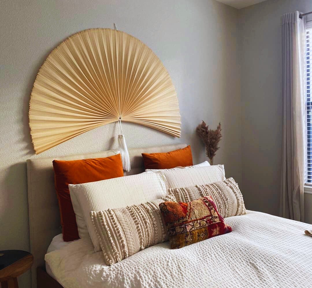 Fan wall decor Brings a Unique Boho or Eastern Aesthetic Fan wall decor Brings a Unique Boho or Eastern Aesthetic