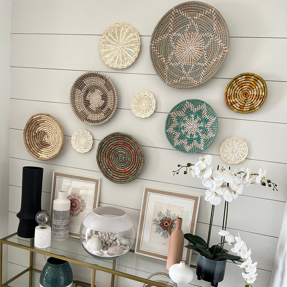 Chumdecor Boho Wall Basket Decor Set – Handwoven Wicker Wall Art