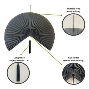 Chumdecor Dark Grey Bamboo Wall Fan Large Wicker Folding Fan Headboard Boho Over Bed Wall Decor1