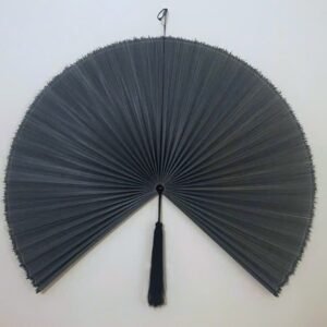 Chumdecor Dark Grey Bamboo Wall Fan Large Wicker Folding Fan Headboard Boho Over Bed Wall Decor3