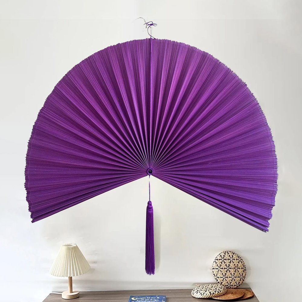 Chumdecor Giant Bamboo Wall Fan in Purple Folding Fan Headboard Japanese Decorative Wall Fan for Bedroom or Living Room Main