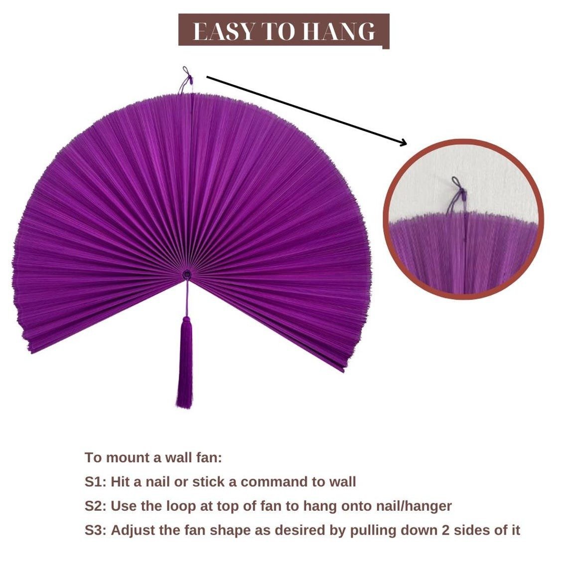 Chumdecor Giant Bamboo Wall Fan in Purple Folding Fan Headboard Japanese Decorative Wall Fan for Bedroom or Living Room1