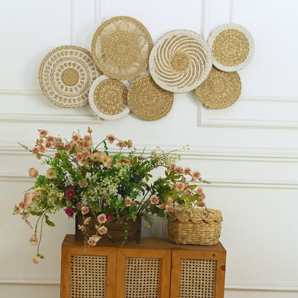 Wicker Wall Basket Set of 7 – Seagrass Boho Wall Decor Wall Art Chumdecor