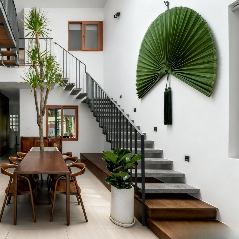 boho bamboo fan wall decor