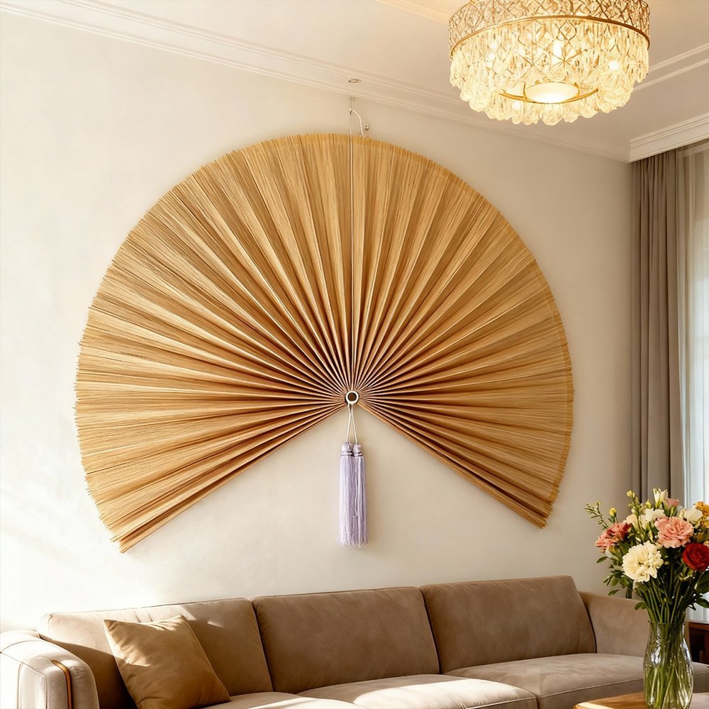 large bamboo fan wall decor