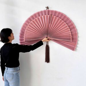 pink bamboo fan decor