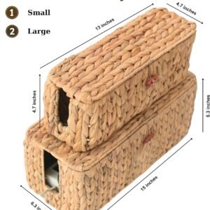Wicker Cable Management Box with Lids