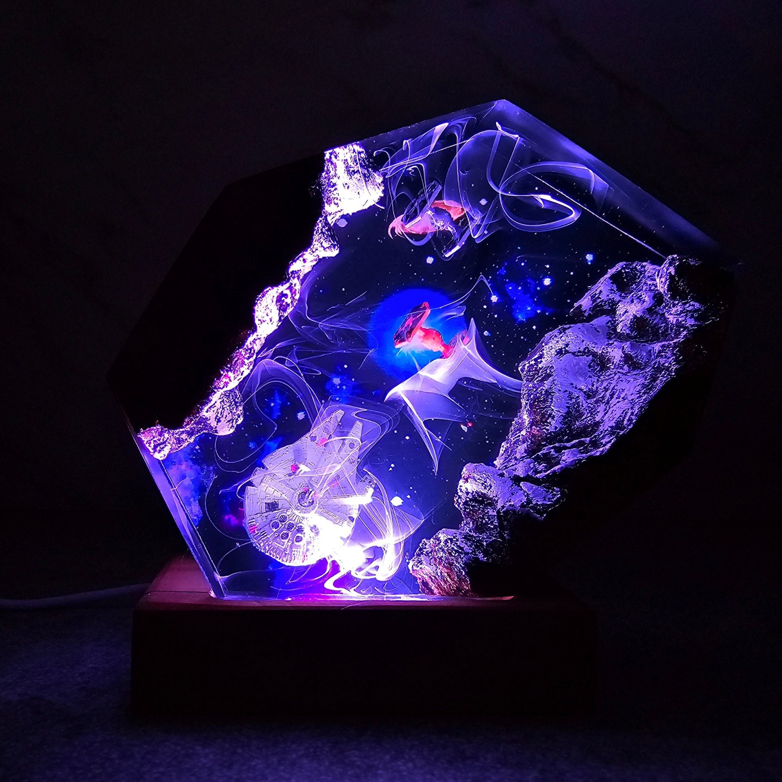 Space Galaxy Resin Lamp – Epoxy Night Light with Spacecraft 2