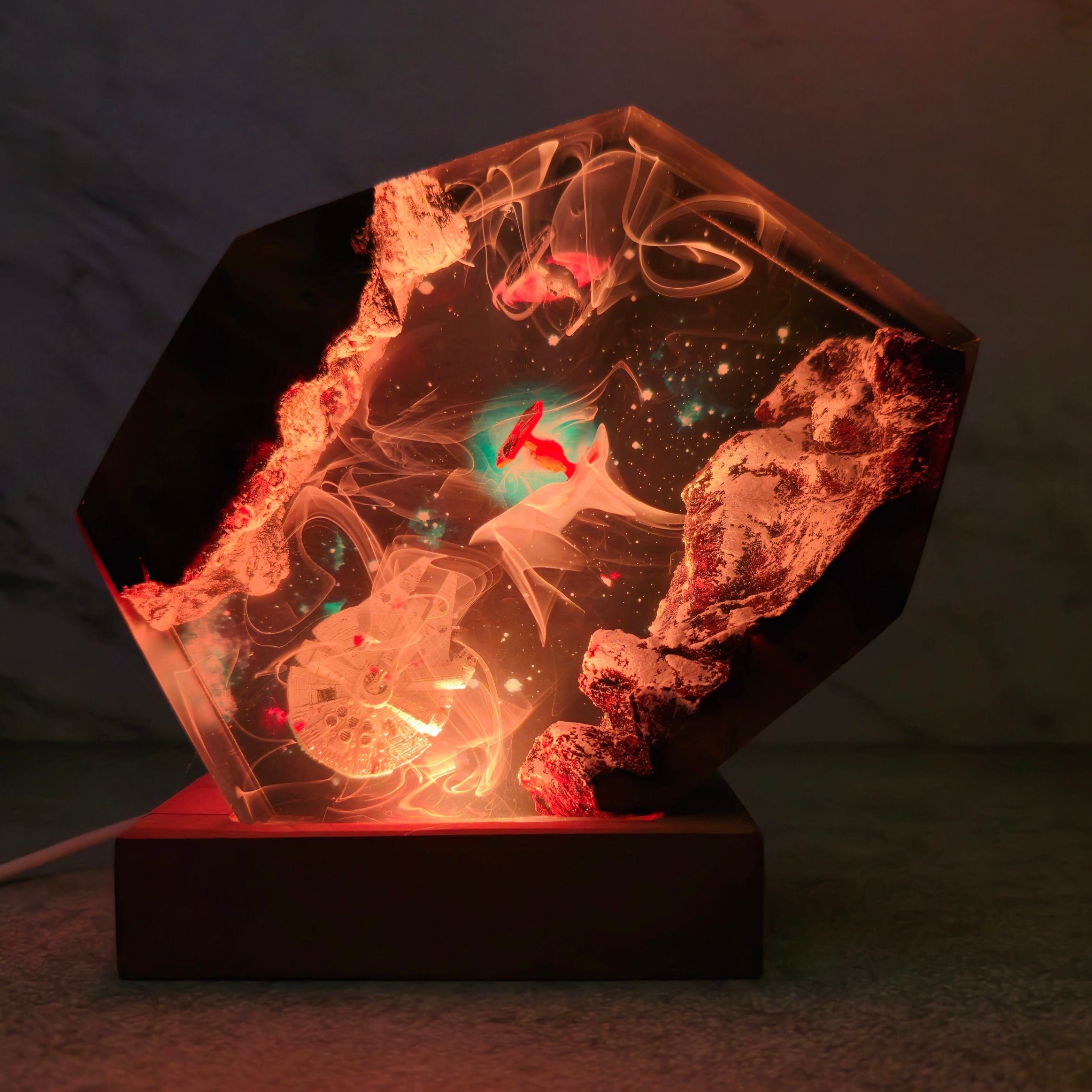 Space Galaxy Resin Lamp – Epoxy Night Light with Spacecraft 3