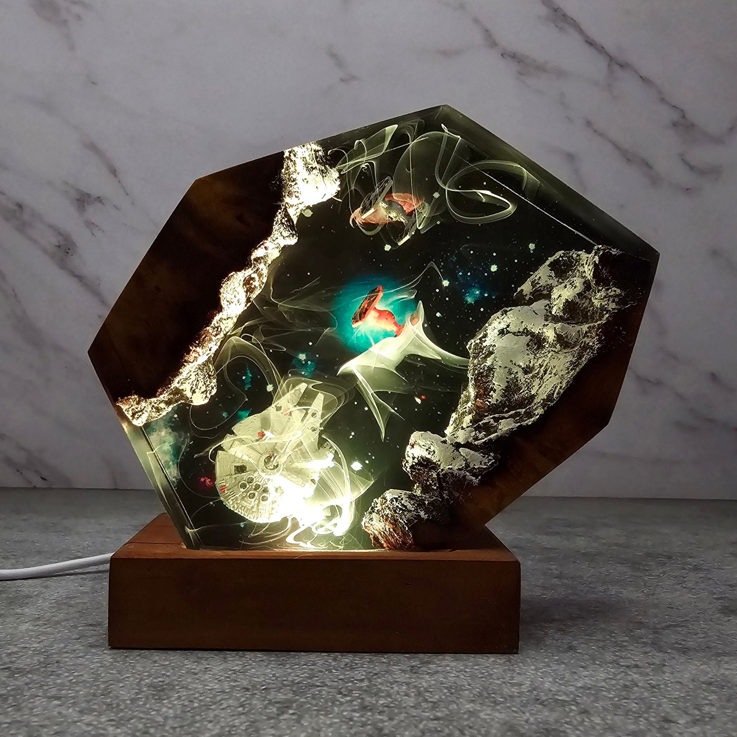 Space Galaxy Resin Lamp – Epoxy Night Light with Spacecraft 4