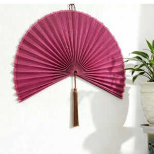 Pink Bamboo Fan Wall Decor
