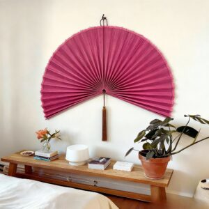 Pink Bamboo Wall Fan Art