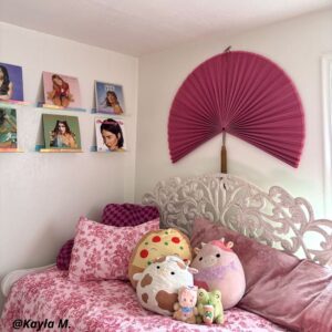 Pink Bamboo Wall Fan Decor