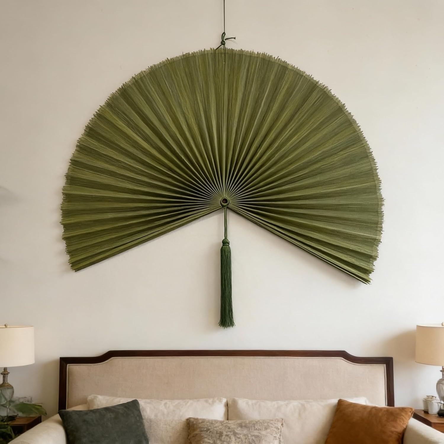 green bamboo wall fan decor handmade