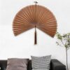 Caramel Giant Bamboo Fan Wall Decor Handmade Boho Statement Wall Art