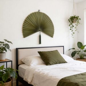 Decorative Wall Fan Above Bed – Modern Bedroom Decor