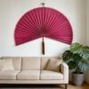 Large Pink Bamboo Wall Fan for Living Room