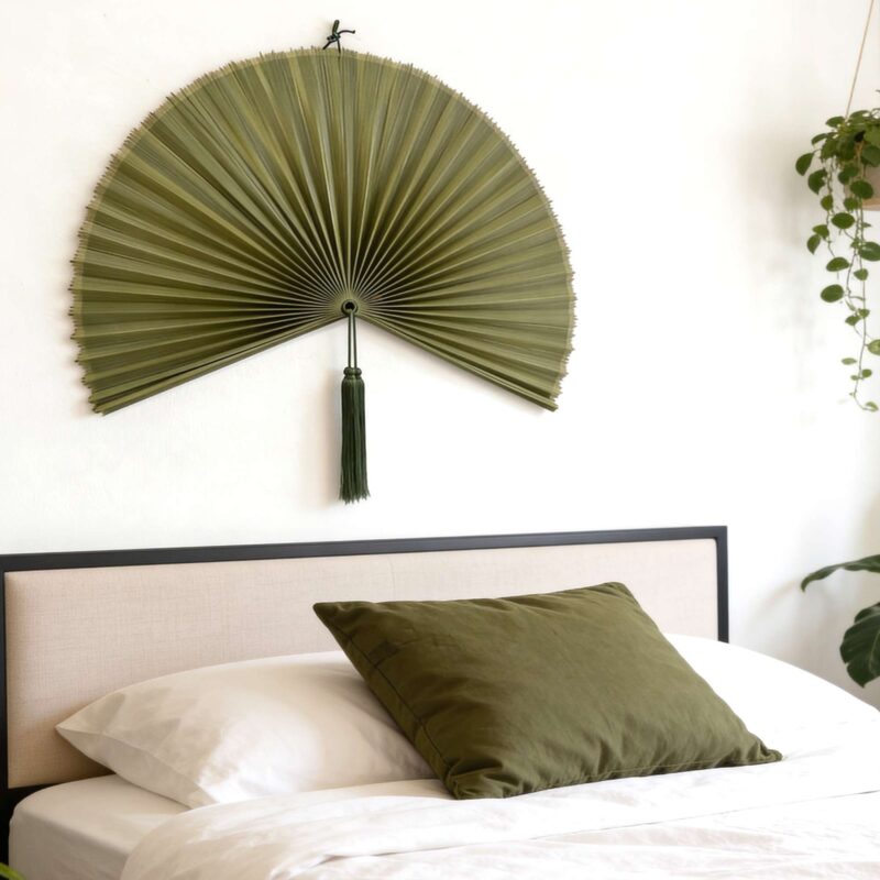 Oversized Bamboo Fan Wall Decor for Bedroom