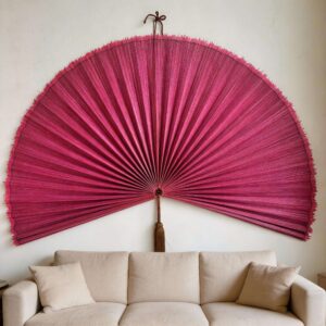 Oversized Pink Bamboo Wall Fan – Decorative Wall Fan Decor