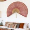 Pink Wall Fan Decor Above Bed – Large RedPink Bamboo Art