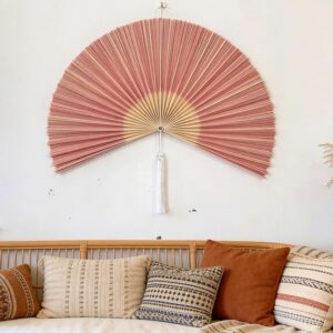Pink Wall Fan Decor – Large RedPink Bamboo Wall Art
