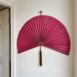 Pink large decorative fan for wall