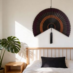 Giant Black Bamboo Wall Fan – Oversized Decorative Wall Decor