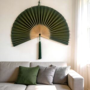 Giant Wall Fan Green Made from Natural Bamboo