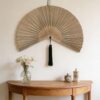 Oversized Bamboo Wall Fan Decor Above Console Table