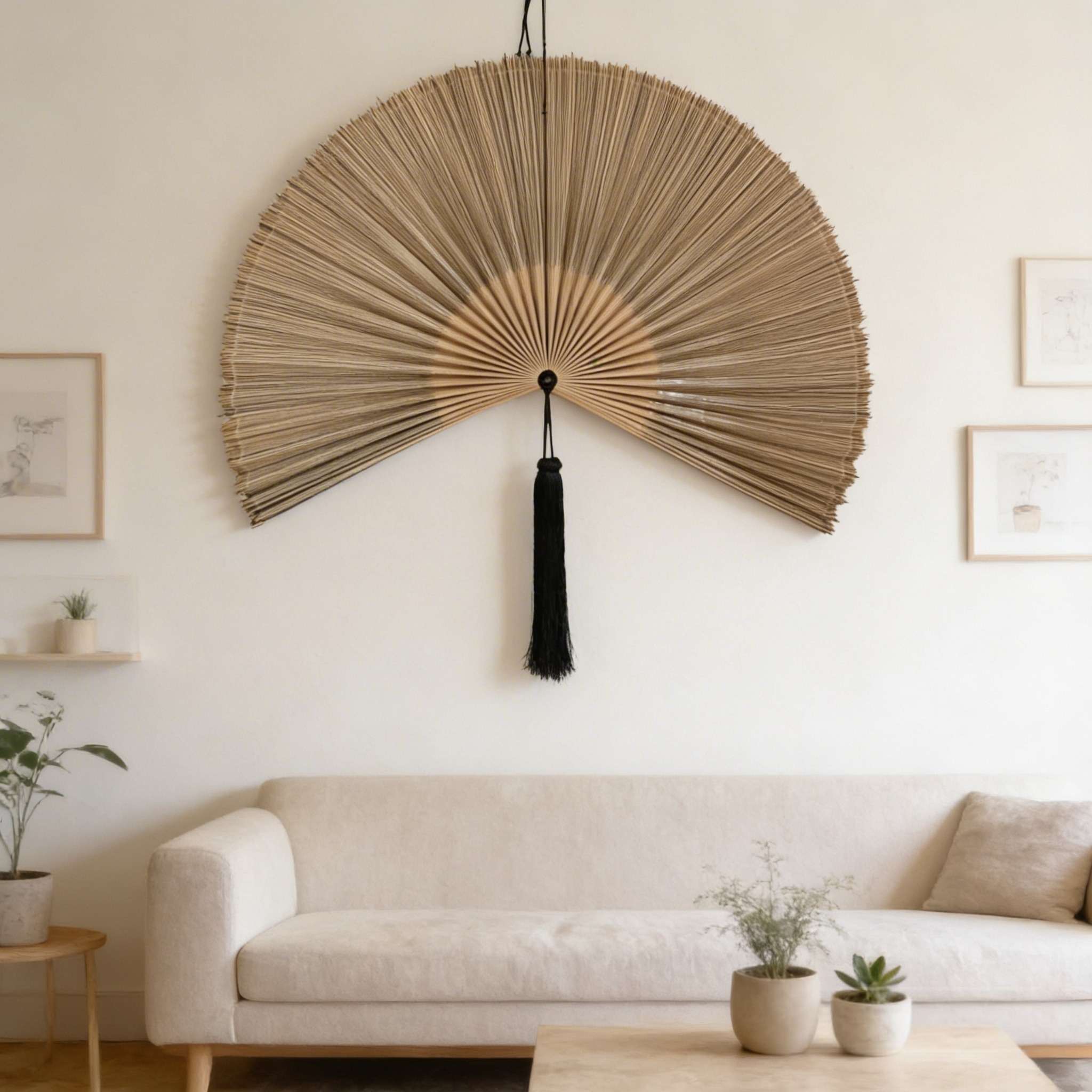 Oversized Bamboo Wall Fan Living Room Wall Decor