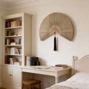 Oversized Natural Bamboo Wall Fan Decor for Bedroom Wall